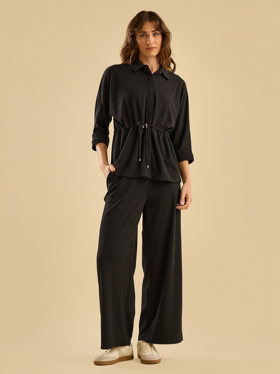 Textured Utility Top with Drawstring Waist