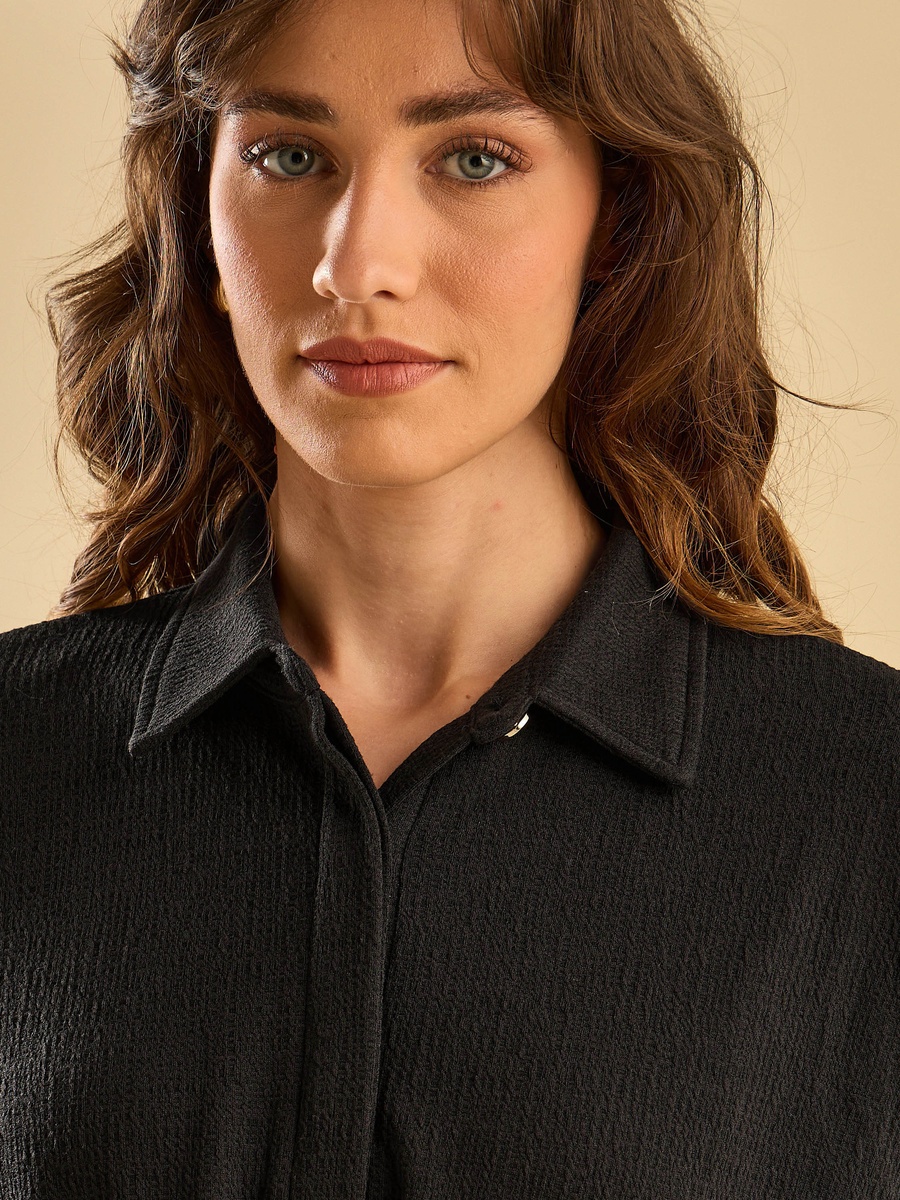Textured Utility Top with Drawstring Waist