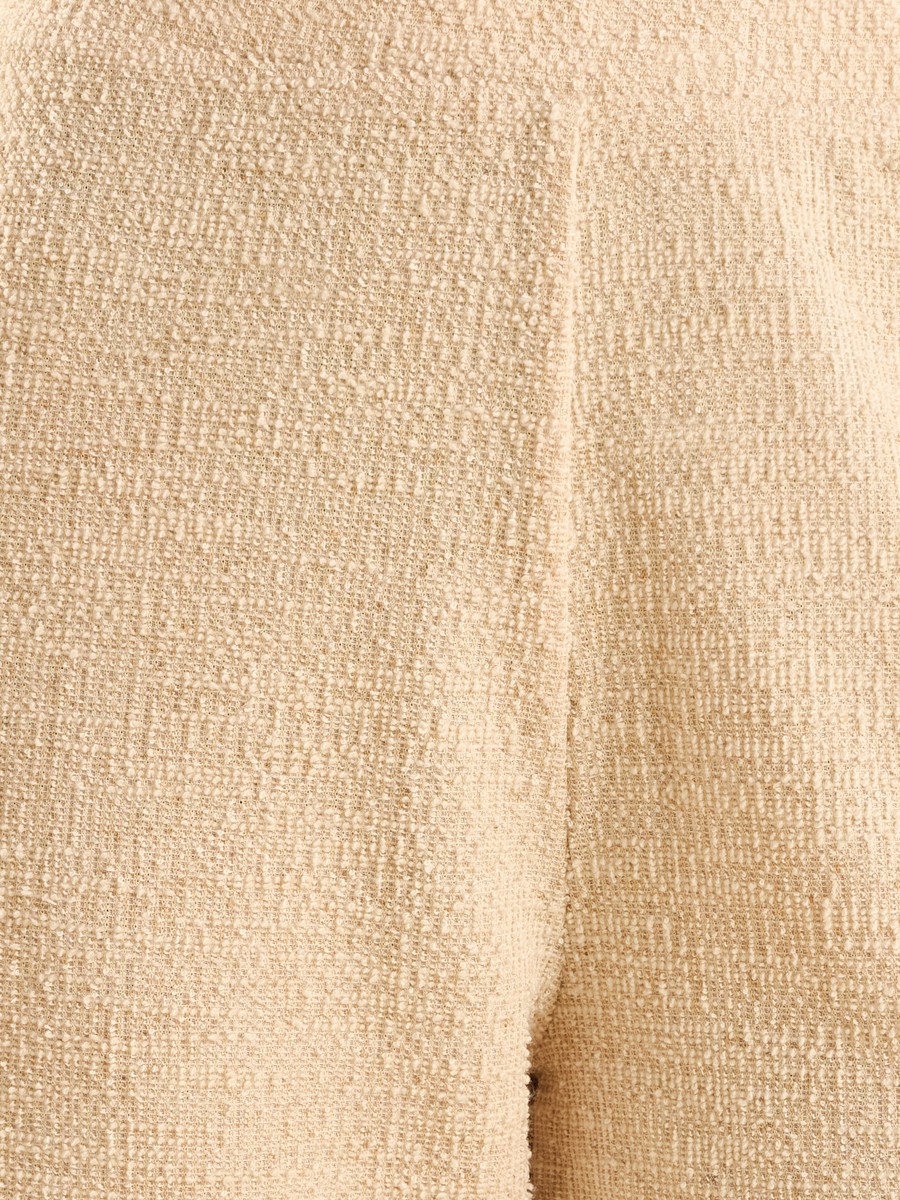 Textured Wide Leg Linen Tweed Pants