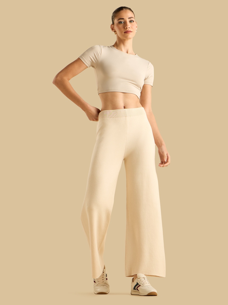 Textured Wide Leg Pants