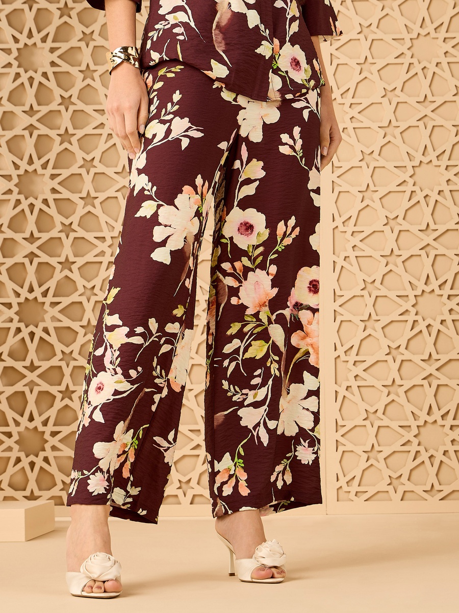 Floral Print Wide Leg Pants