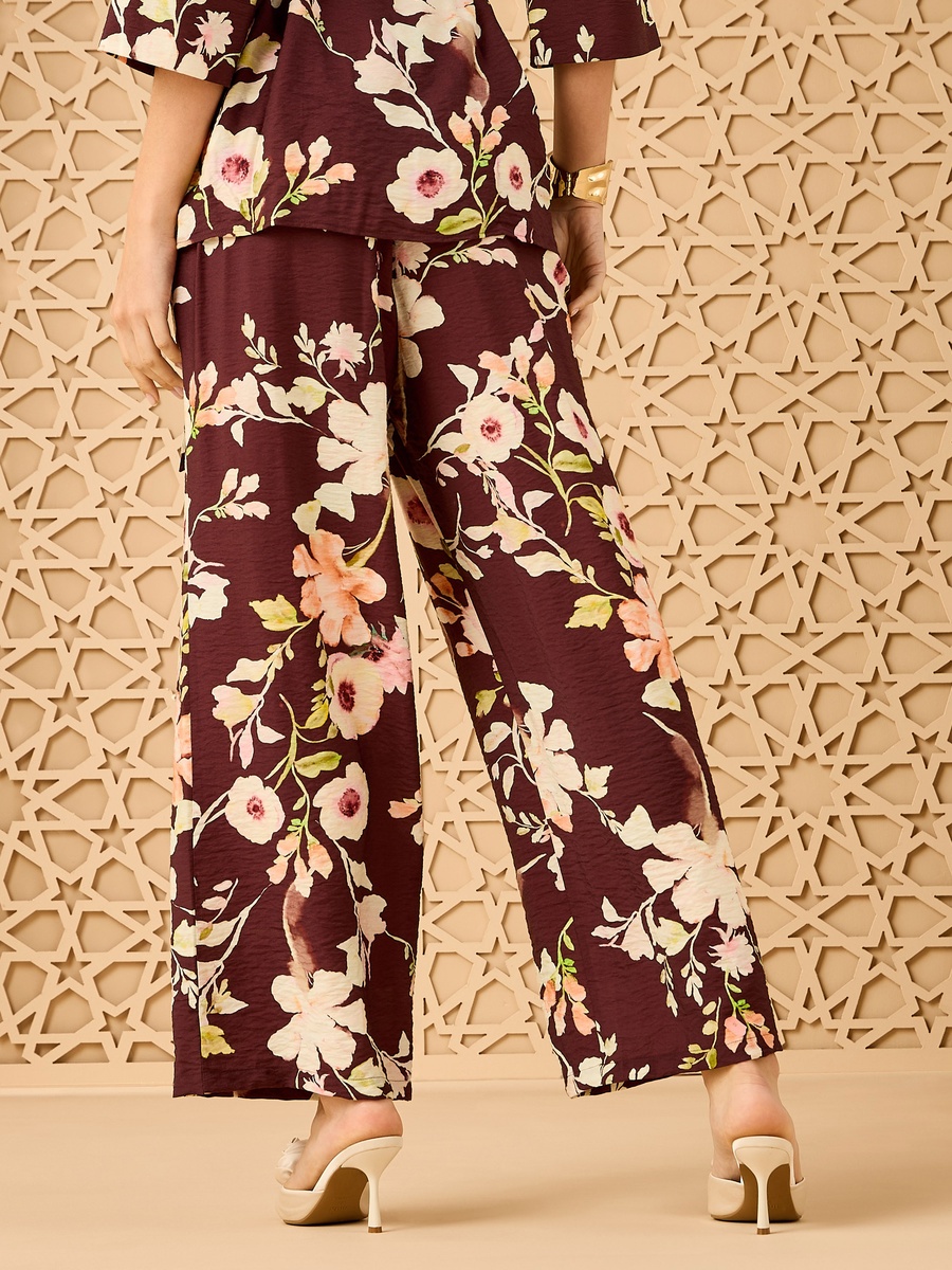 Floral Print Wide Leg Pants