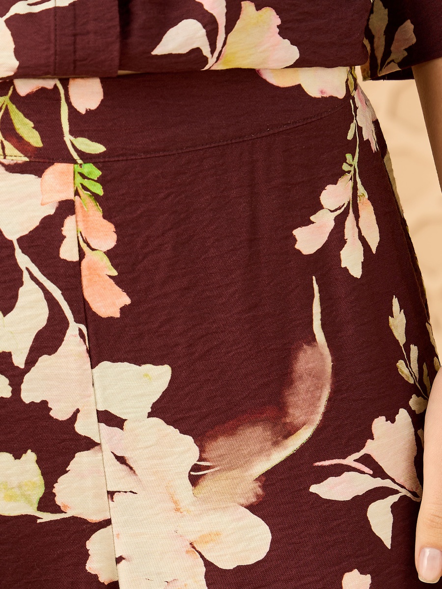 Floral Print Wide Leg Pants