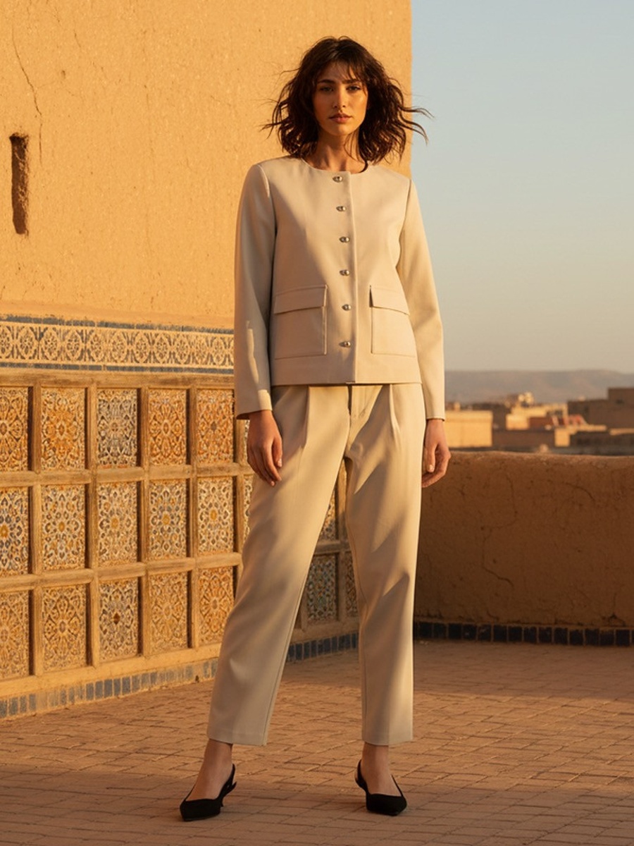 Tapered Fit Pants with Belt
