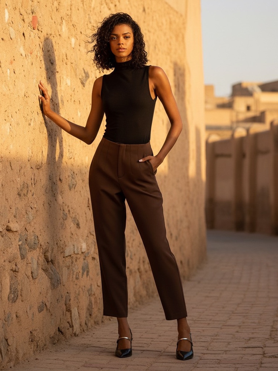 Pintuck Tapered Fit Pants
