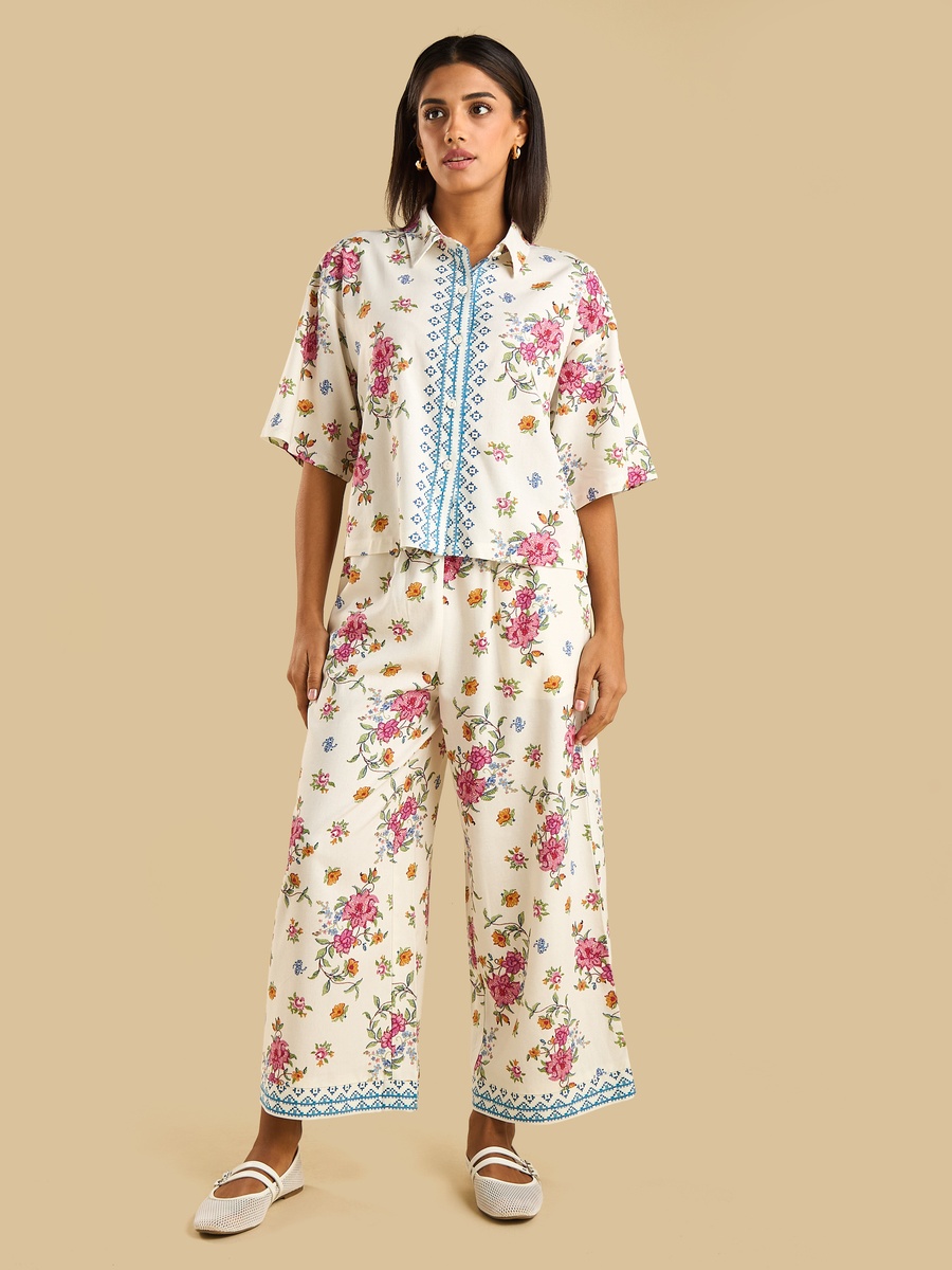 Floral Print Wide Leg Pants