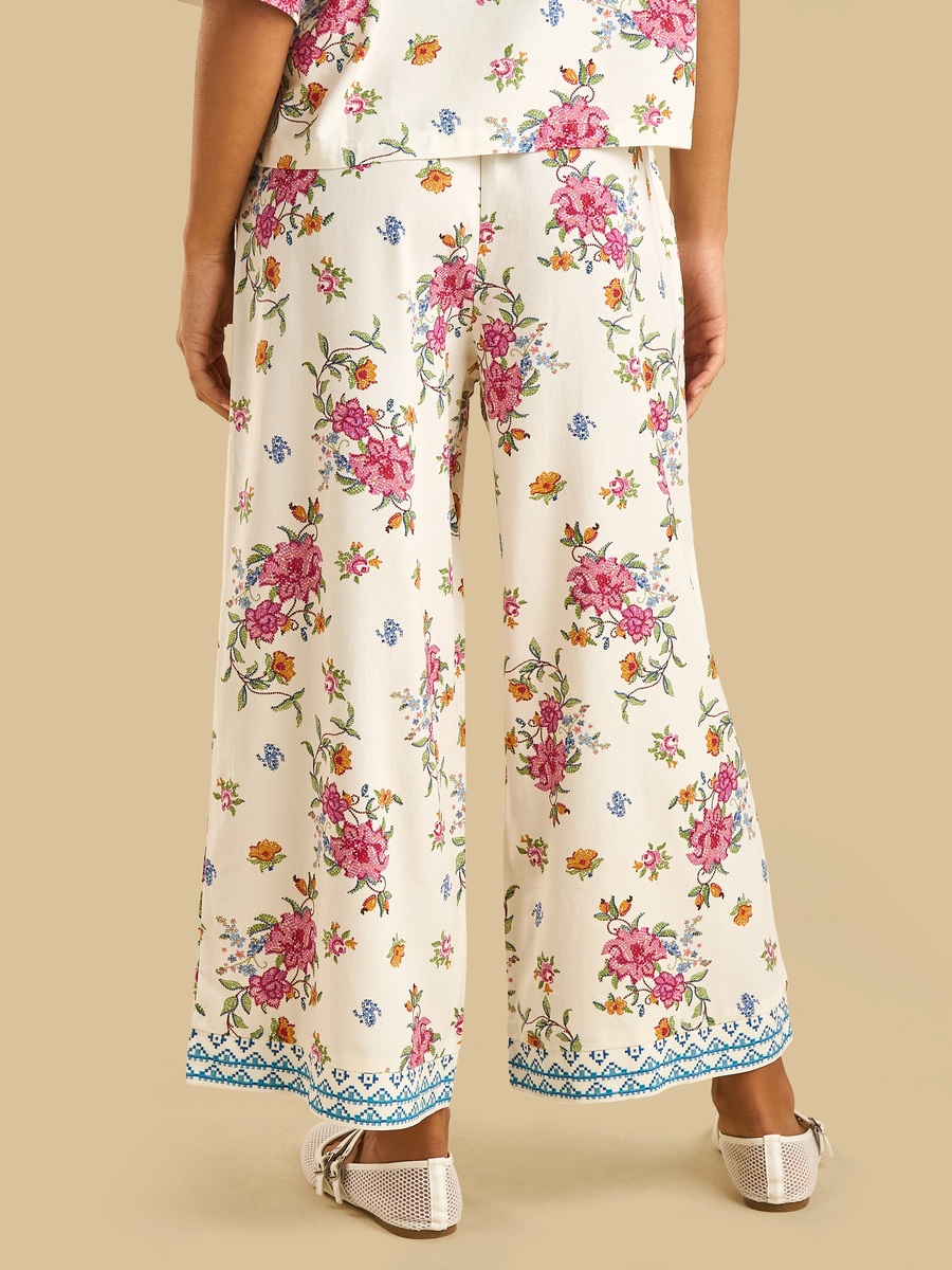 Floral Print Wide Leg Pants