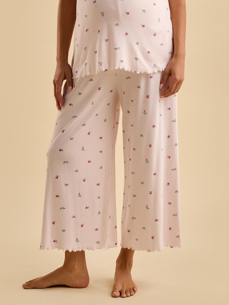 Floral Print Ribbed Maternity Pyjama Set