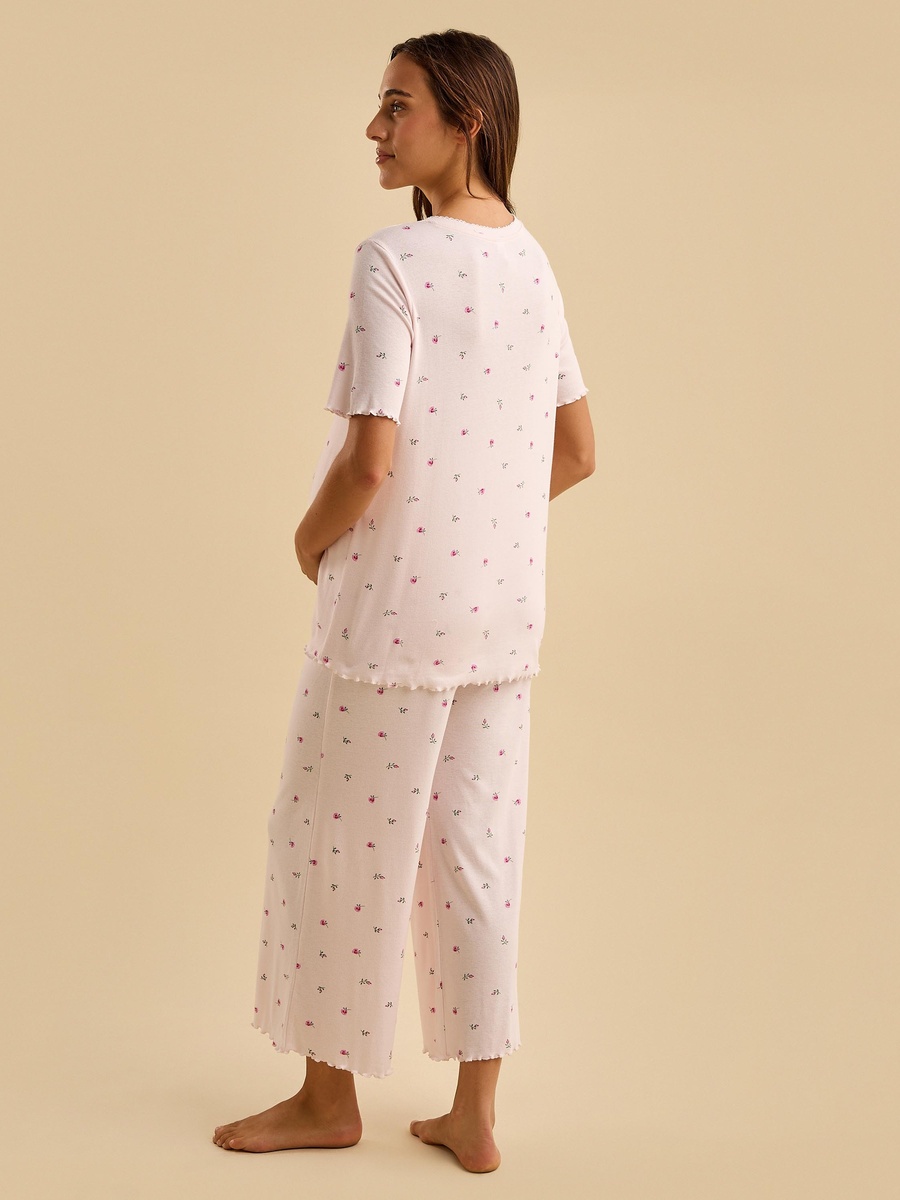 Floral Print Ribbed Maternity Pyjama Set