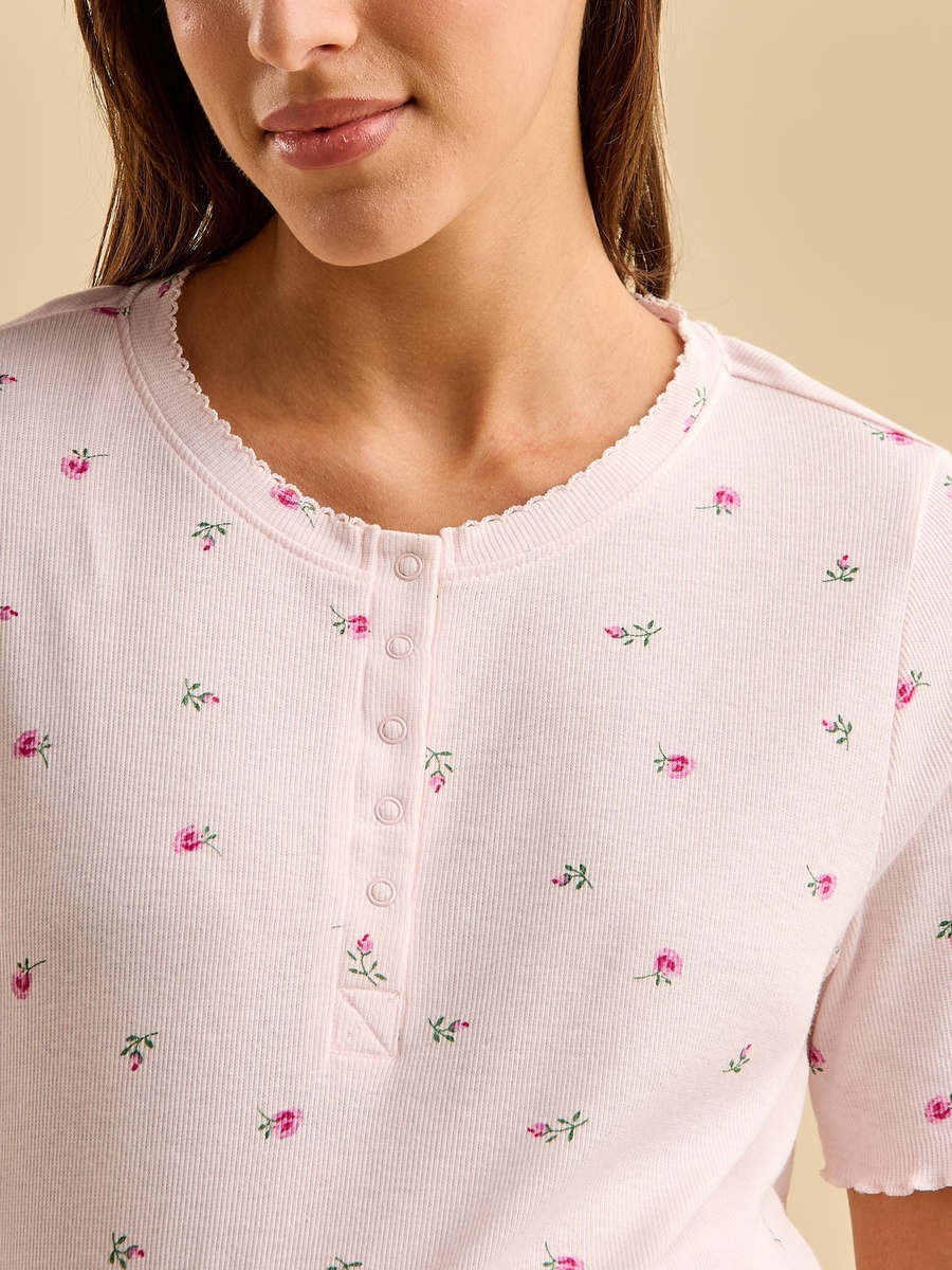 Floral Print Ribbed Maternity Pyjama Set