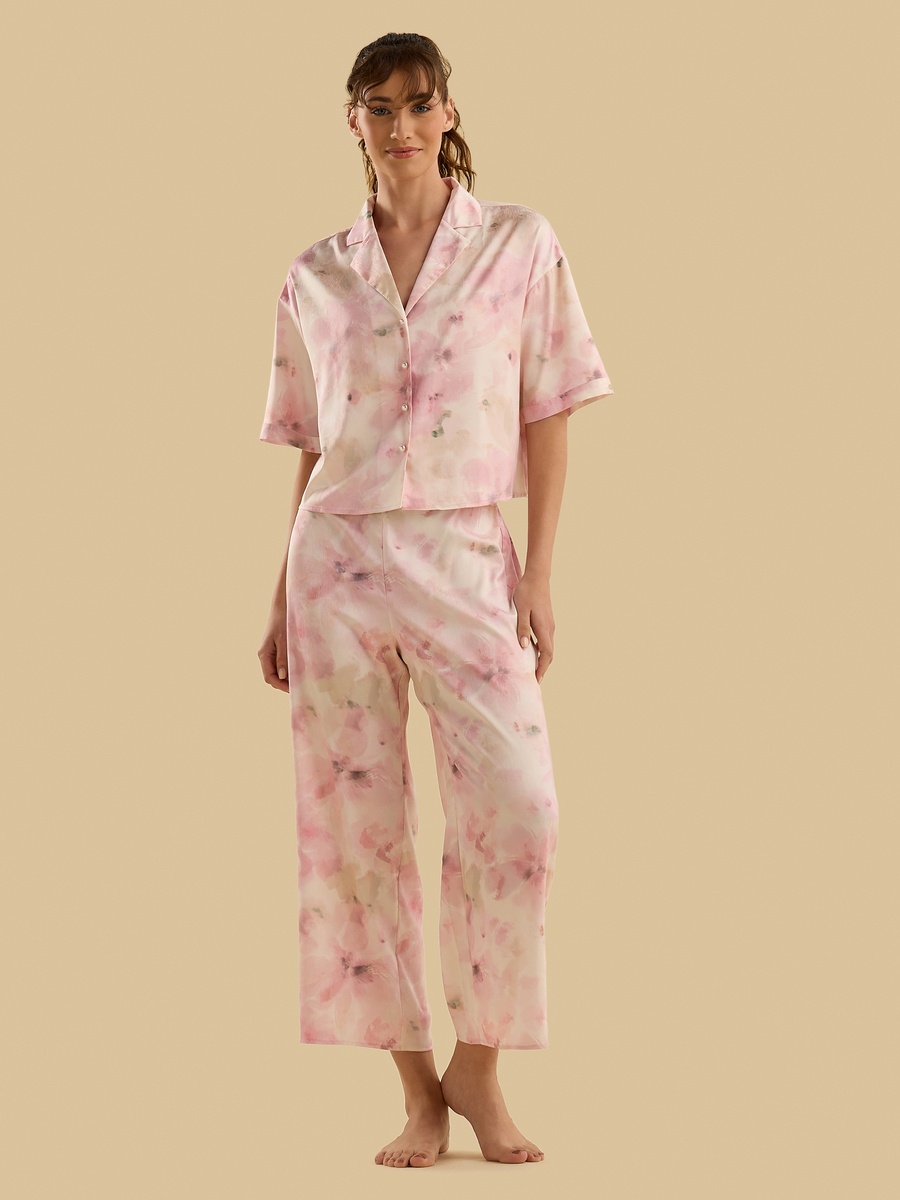 Floral Print Satin Pyjama Set