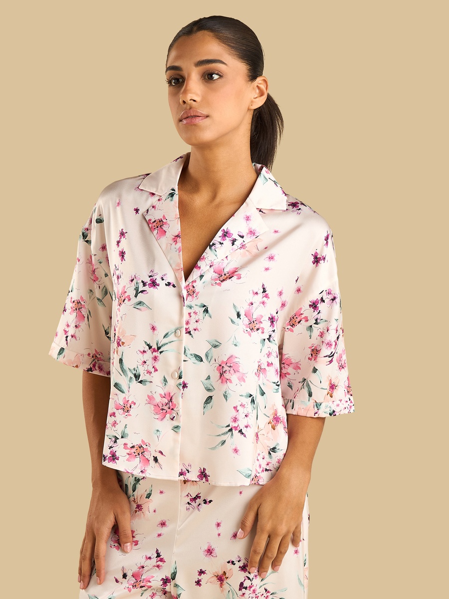 Floral Print Satin Pyjama Set