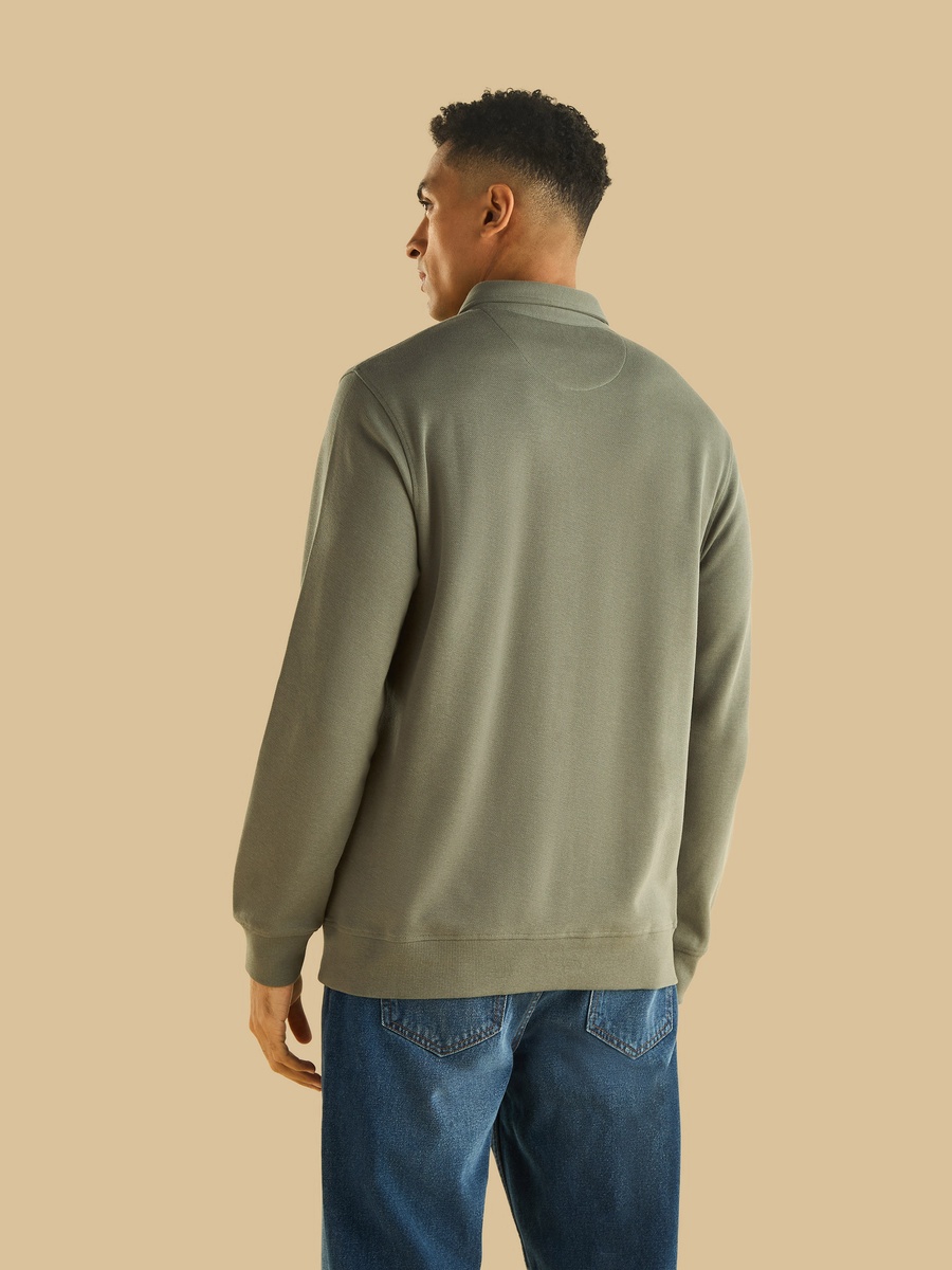Textured Pique Polo Sweatshirt