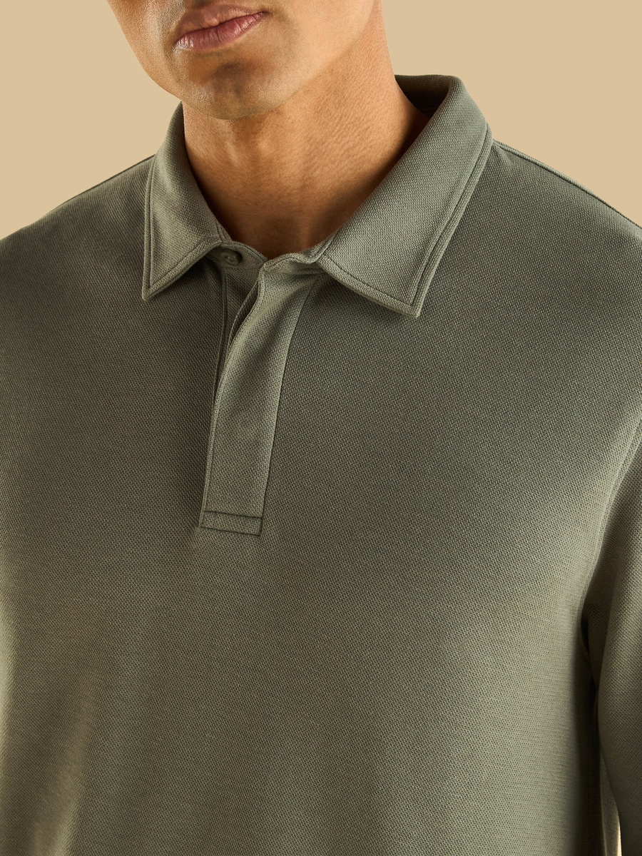 Textured Pique Polo Sweatshirt