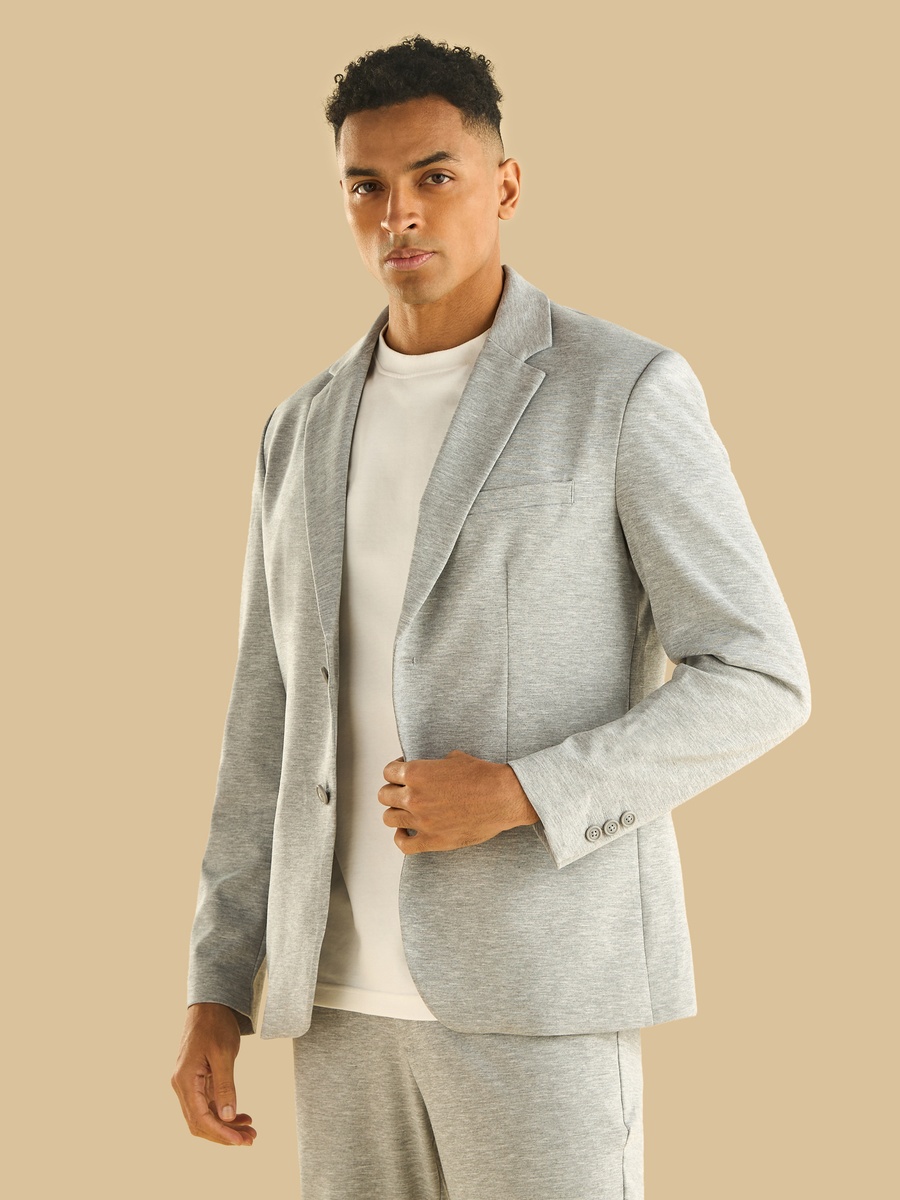 Textured Notch Lapel Blazer