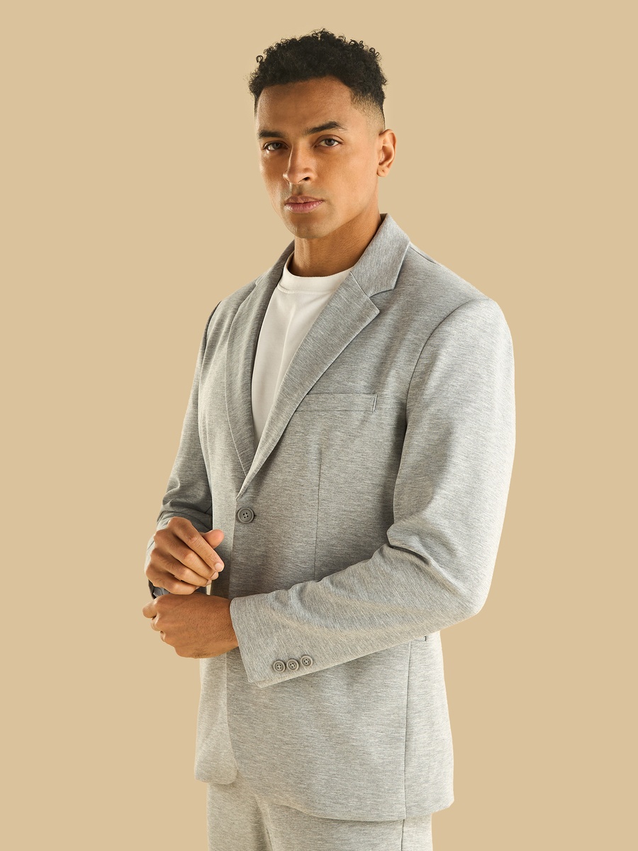 Textured Notch Lapel Blazer