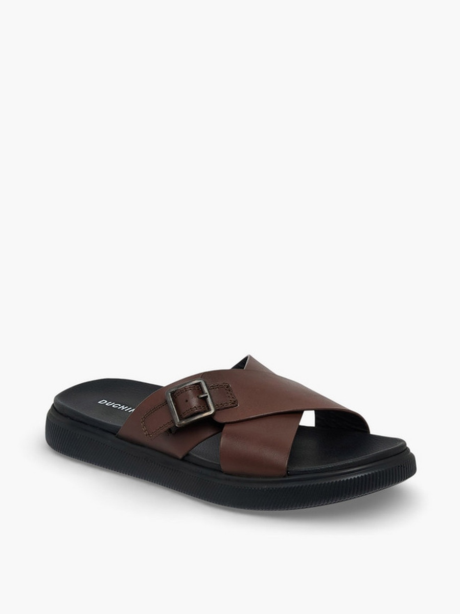 Men Leather Cross Strap Sandals