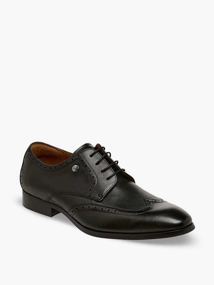 Men Lace-Up Leather Derby Shoes
