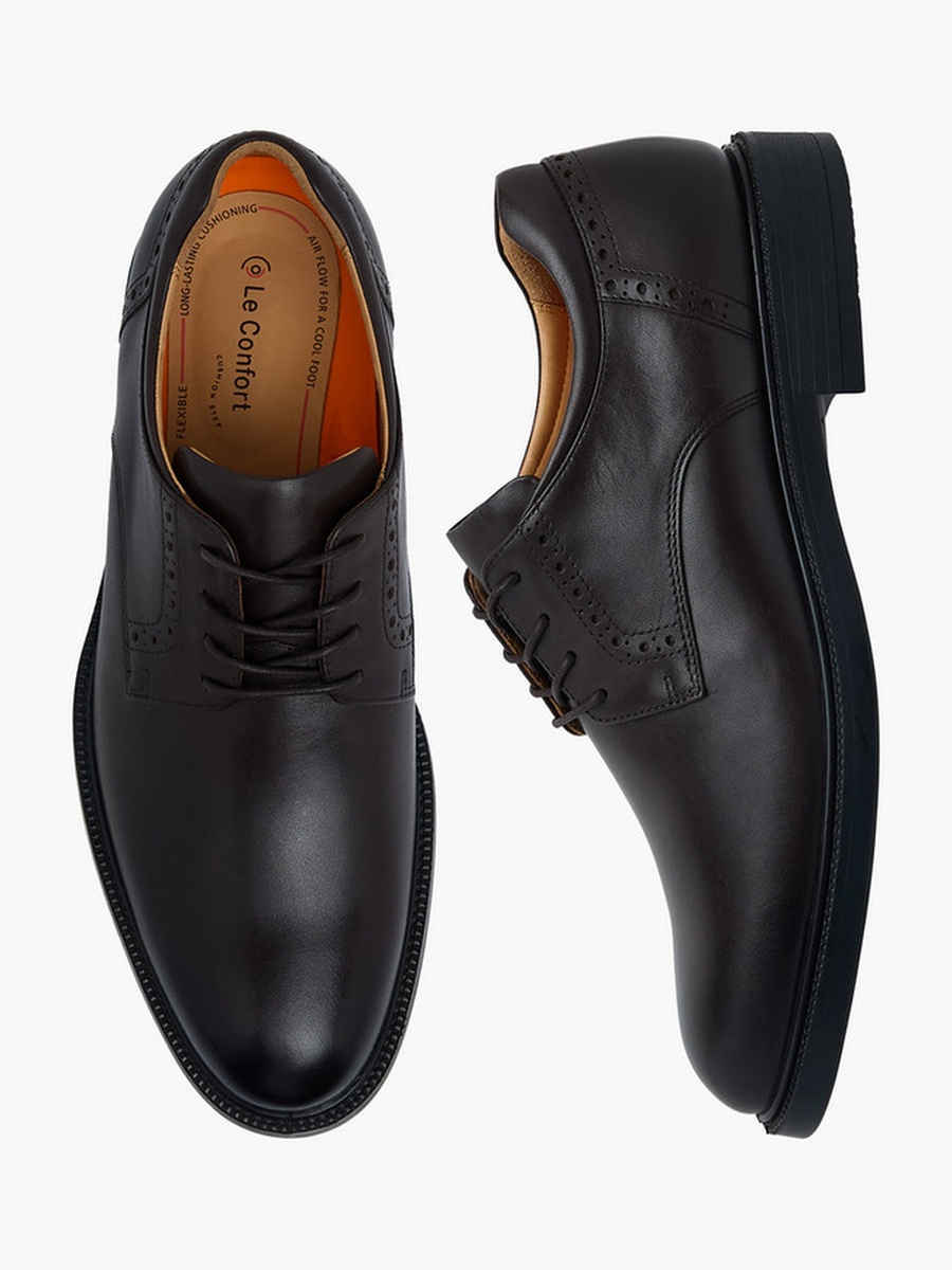 Men Leather Lace-Up Derby Shoes