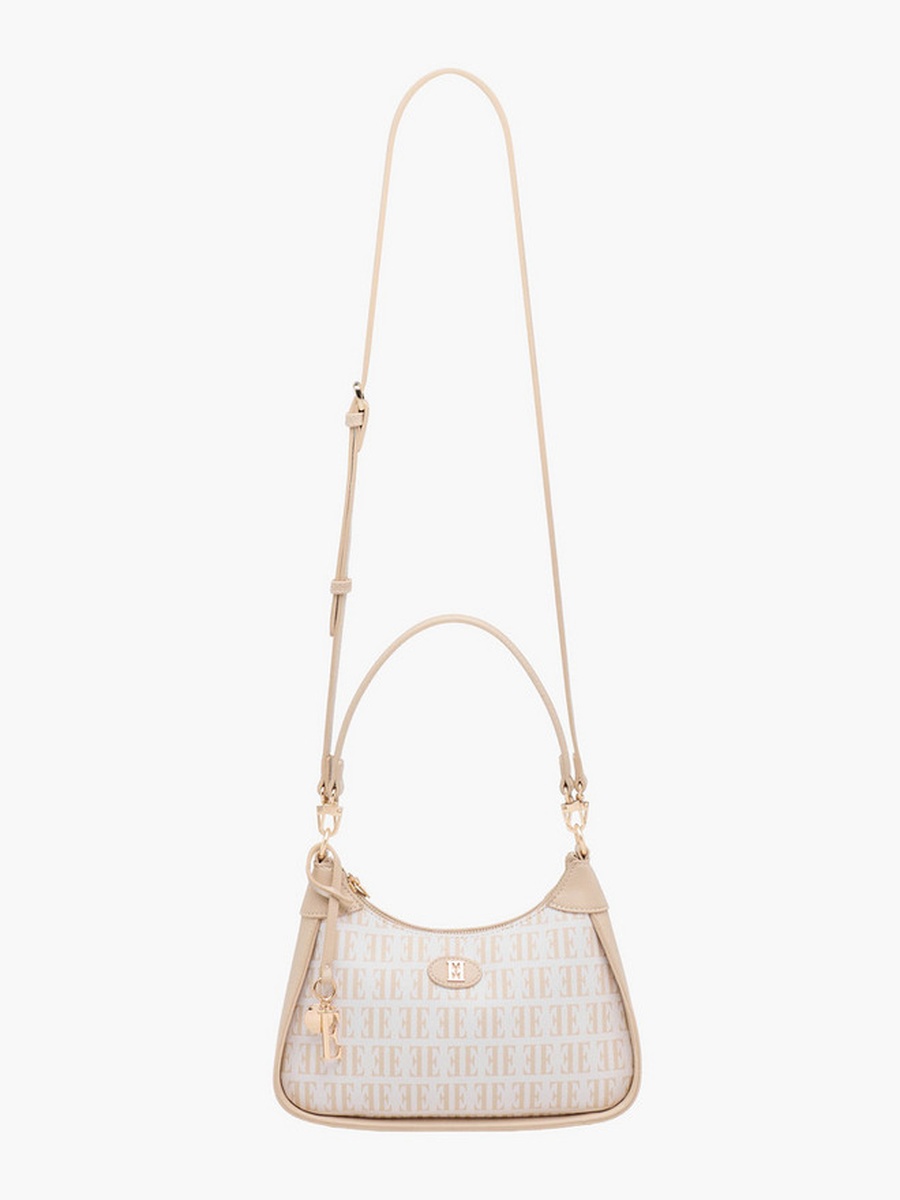 Monogram Print Shoulder Bag with Detachable Strap