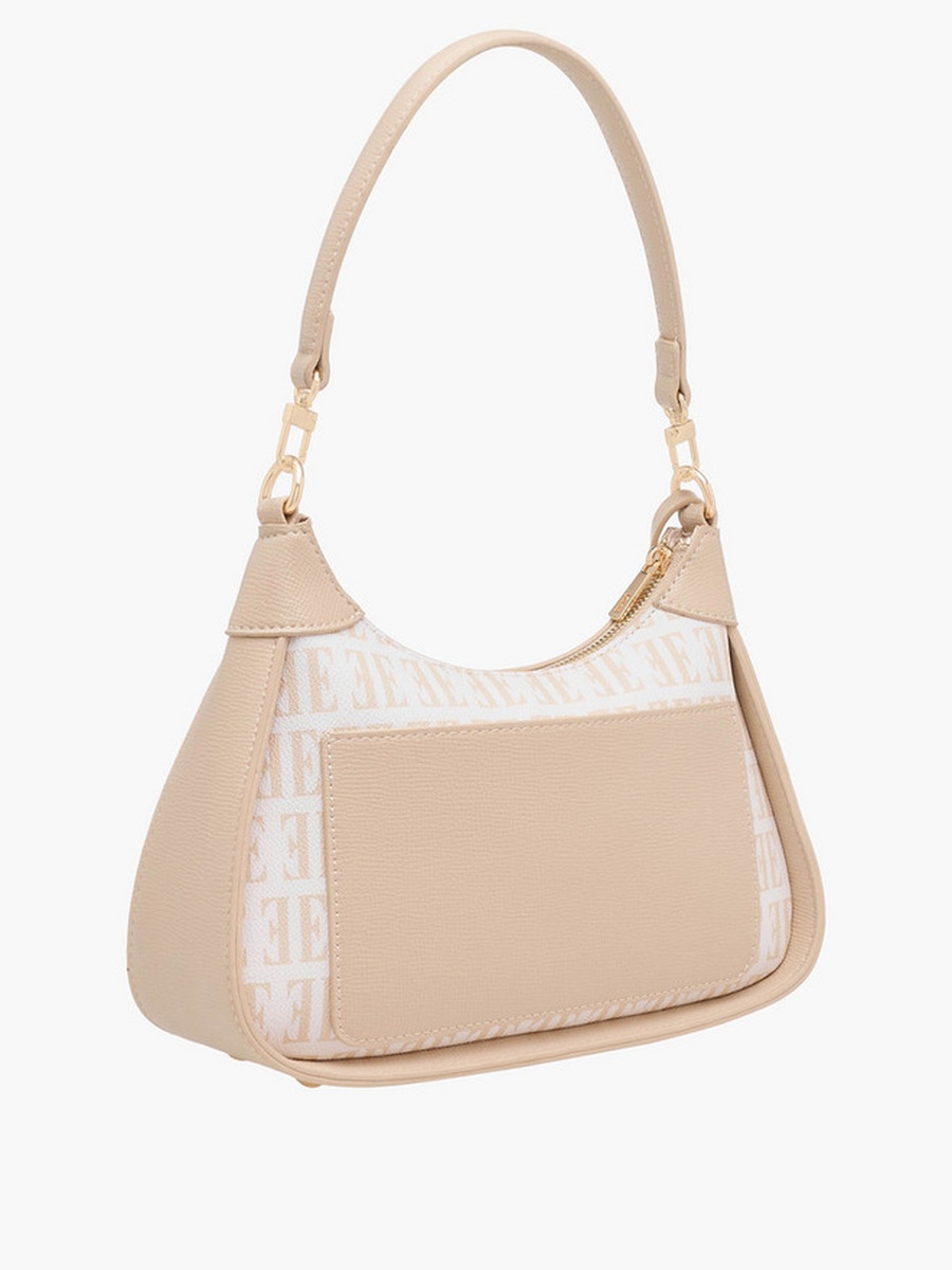 Monogram Print Shoulder Bag with Detachable Strap