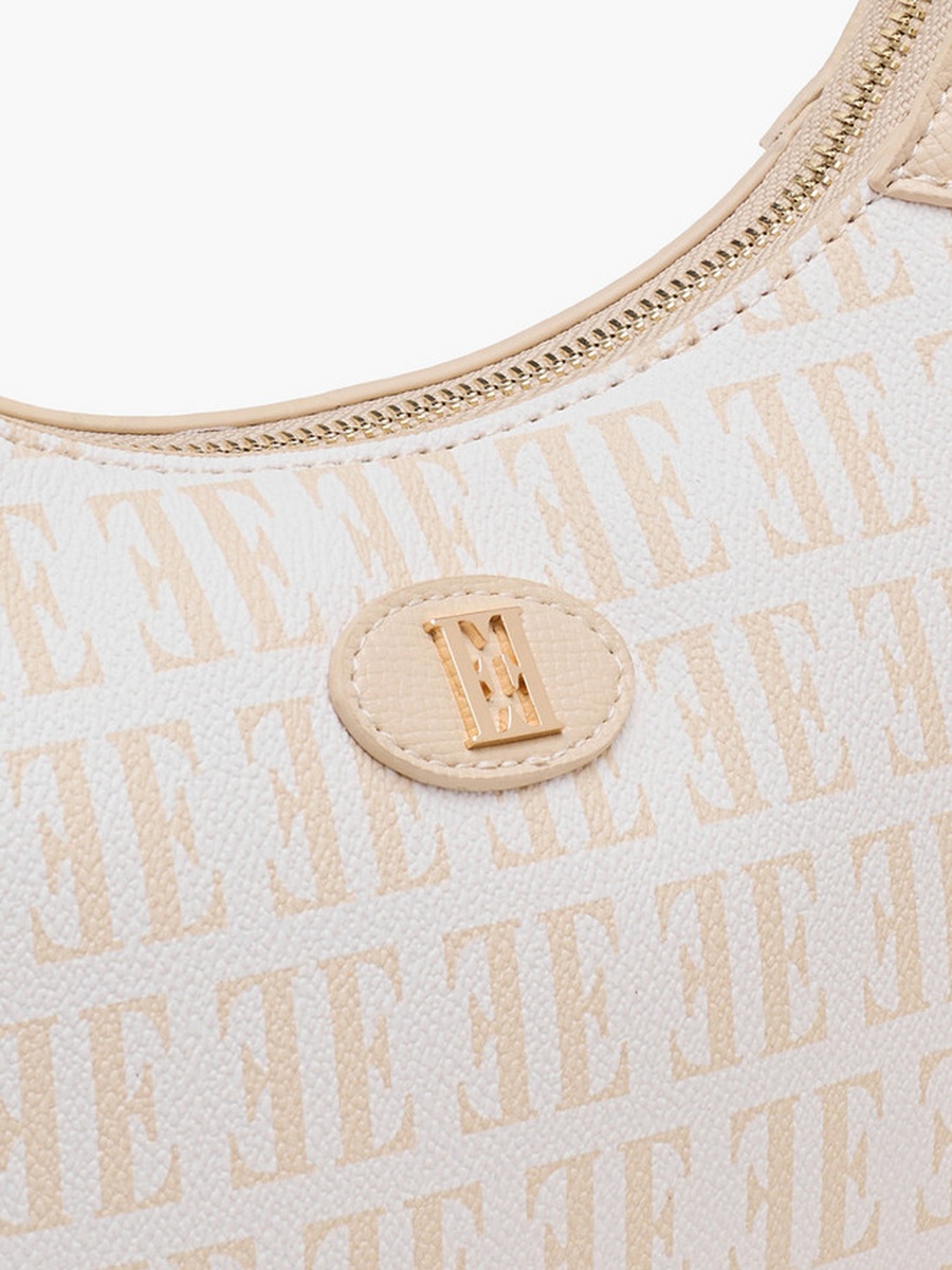 Monogram Print Shoulder Bag with Detachable Strap