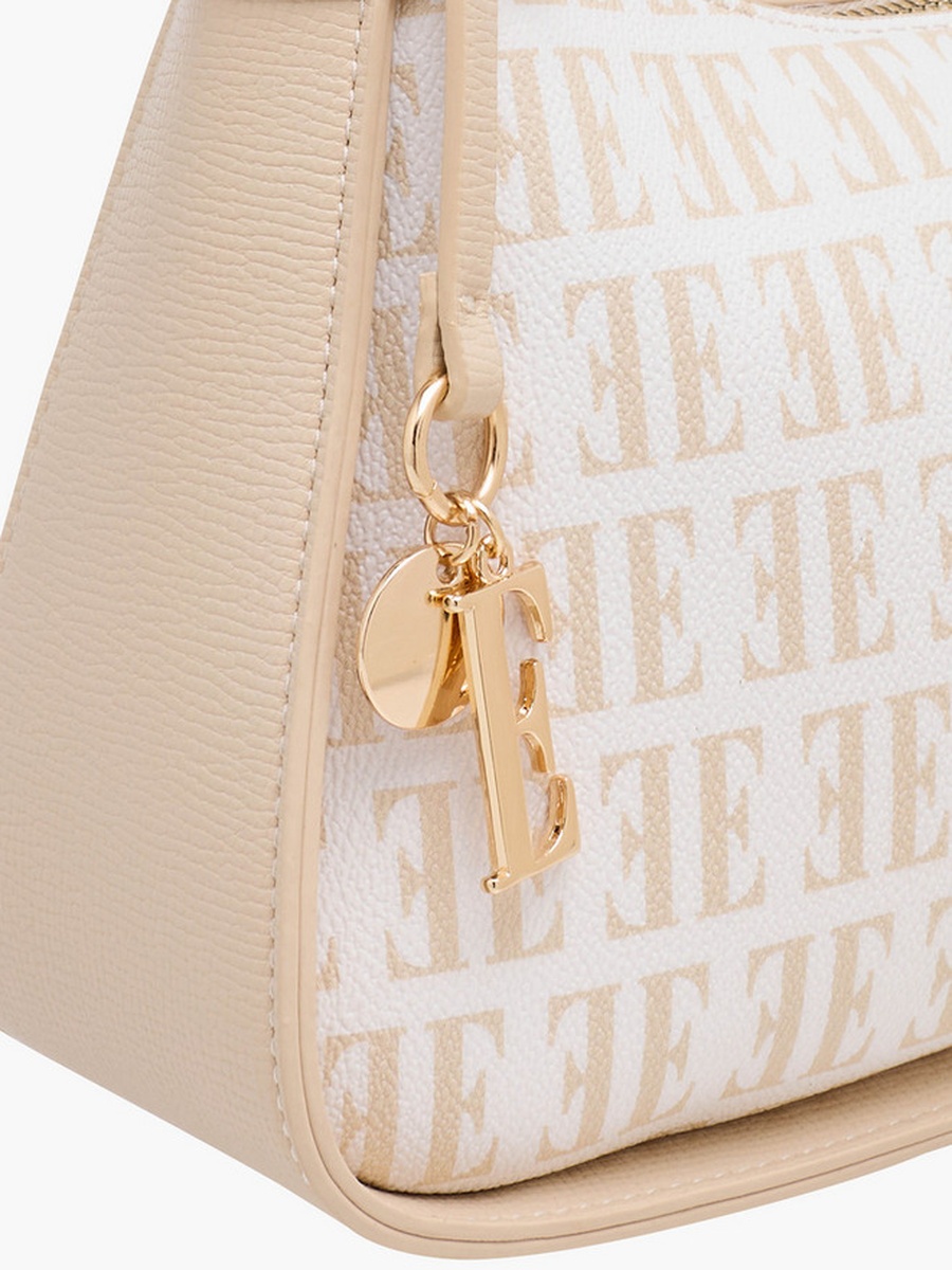 Monogram Print Shoulder Bag with Detachable Strap