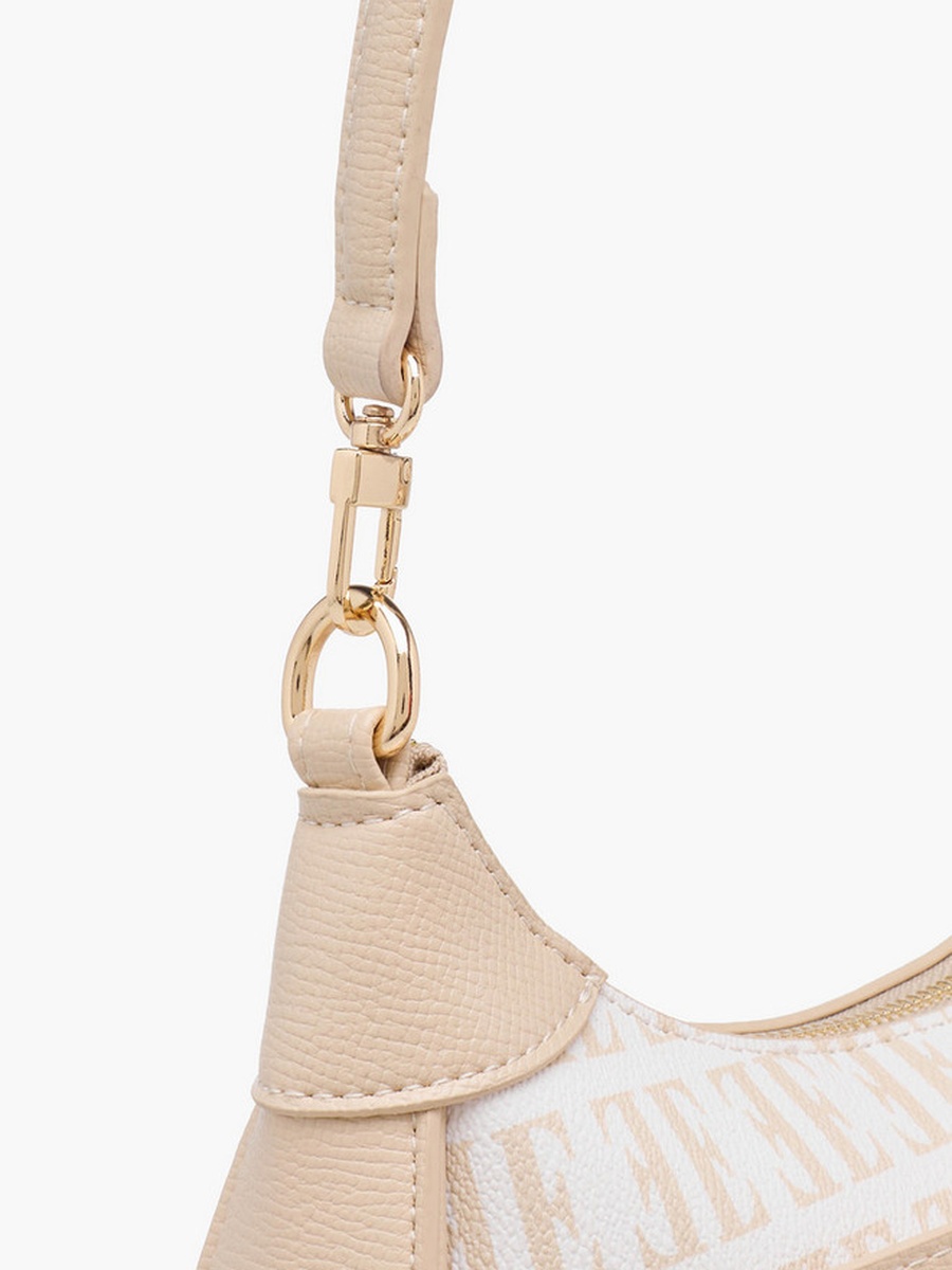 Monogram Print Shoulder Bag with Detachable Strap