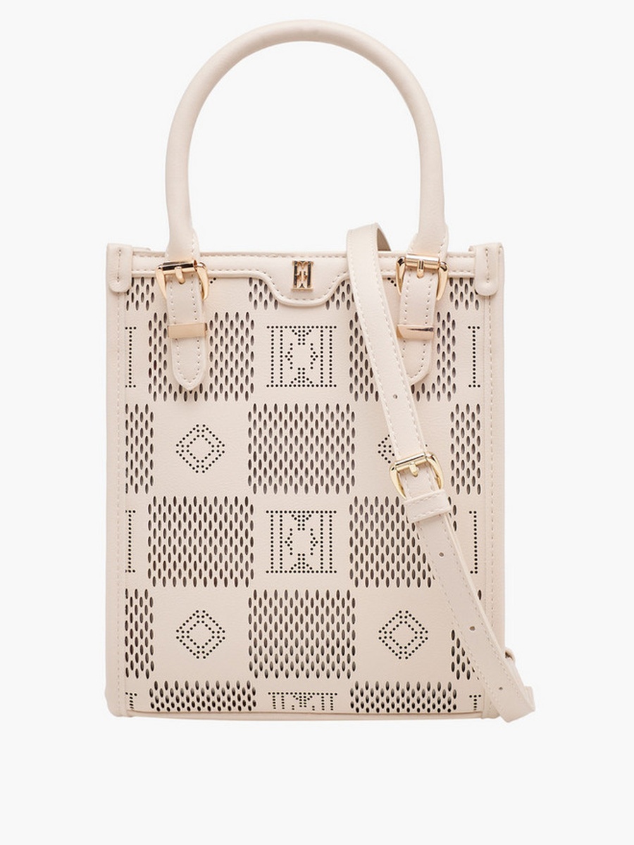 Textured Tote Bag with Detachable Strap