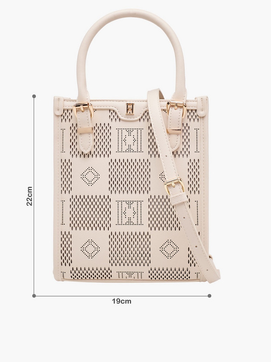 Textured Tote Bag with Detachable Strap