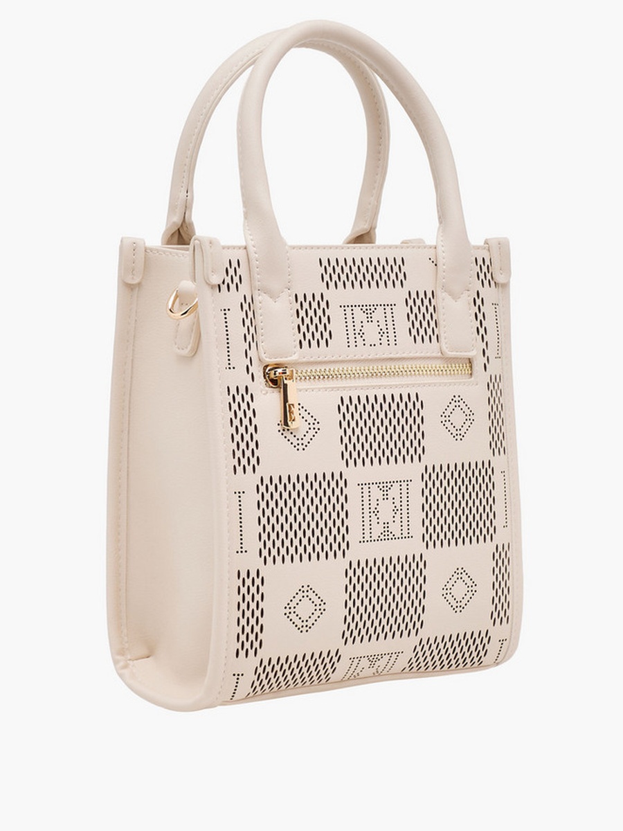 Textured Tote Bag with Detachable Strap