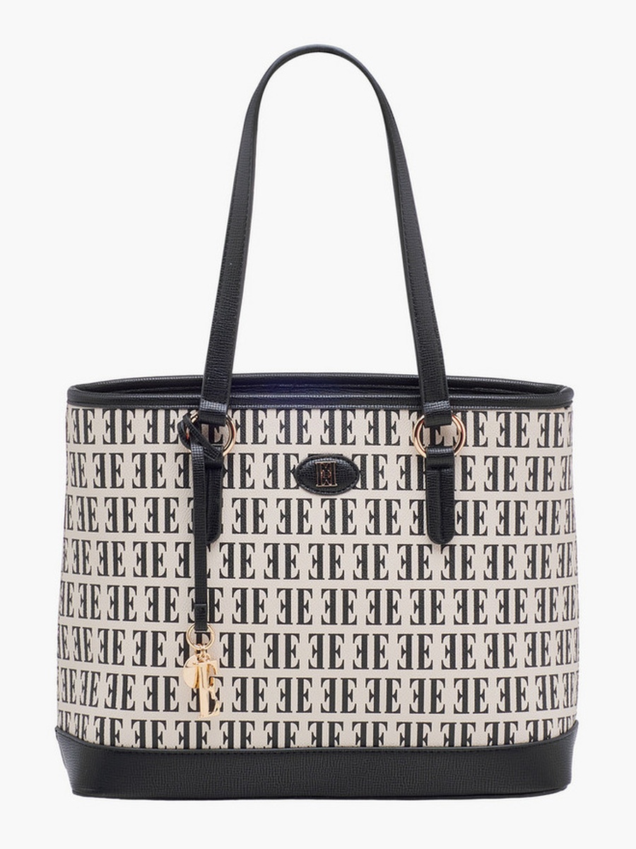 Monogram Print Tote Bag with Double Handle