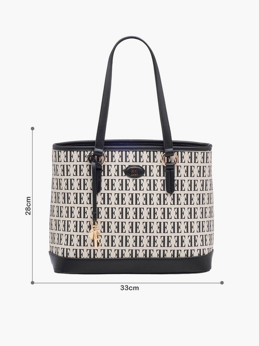 Monogram Print Tote Bag with Double Handle
