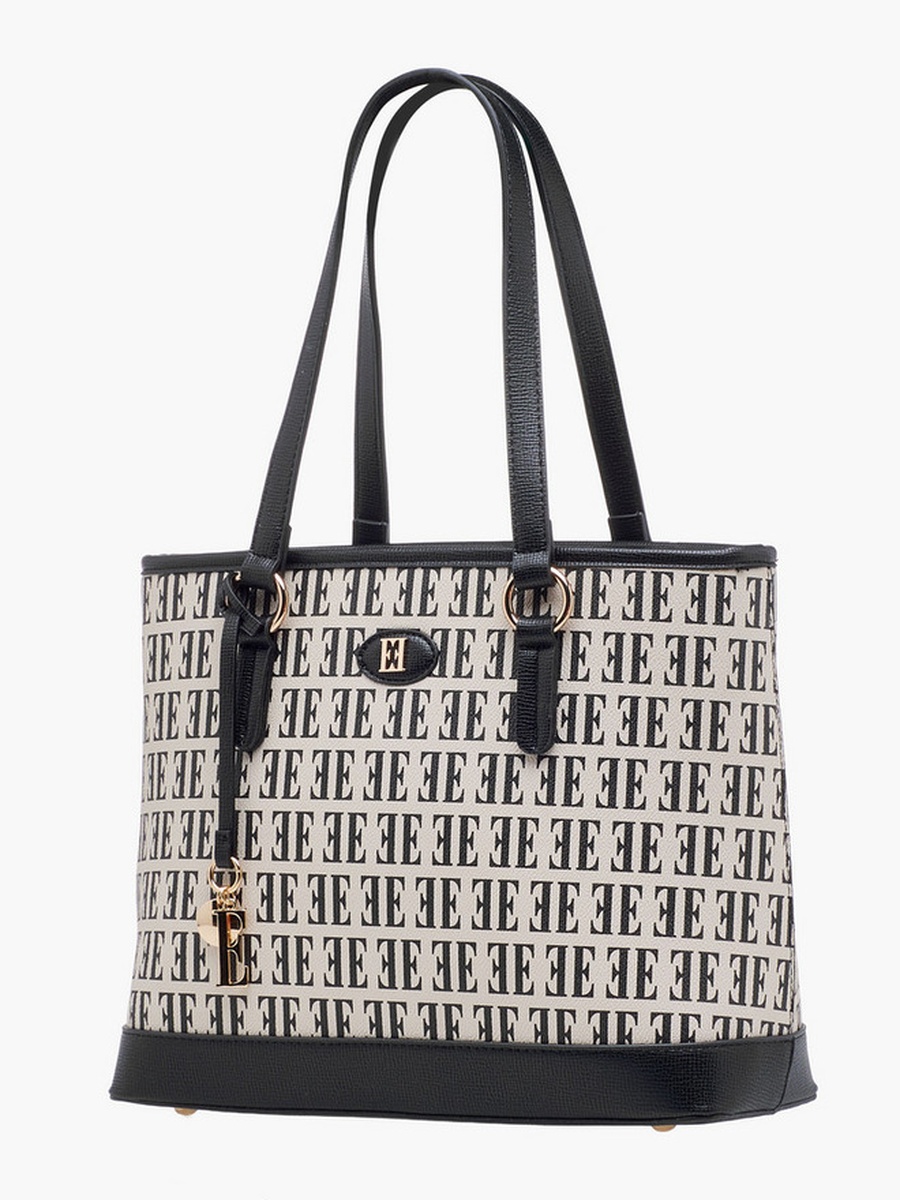 Monogram Print Tote Bag with Double Handle
