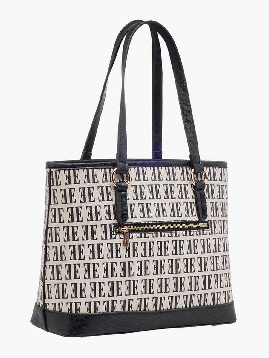 Monogram Print Tote Bag with Double Handle