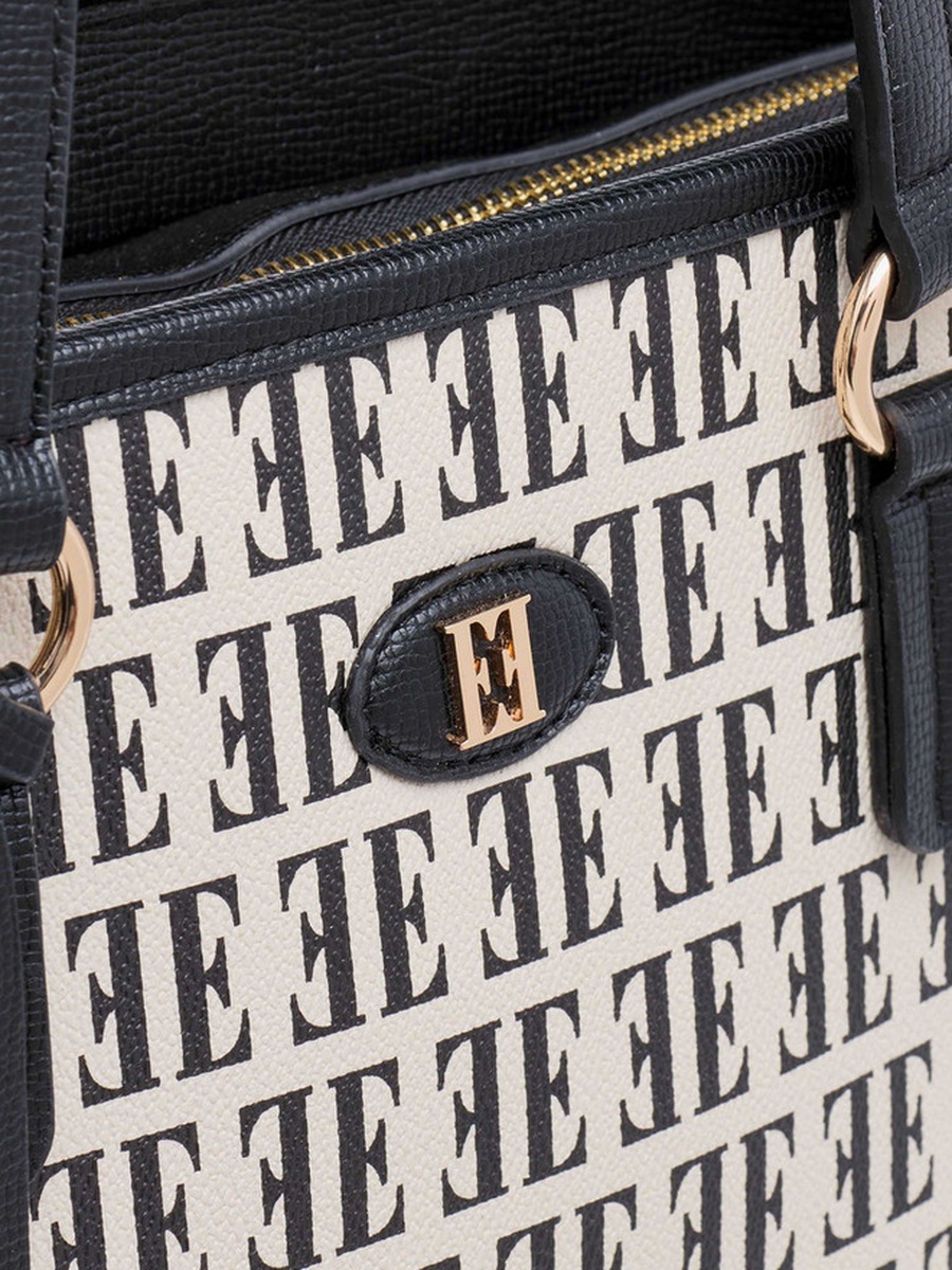 Monogram Print Tote Bag with Double Handle
