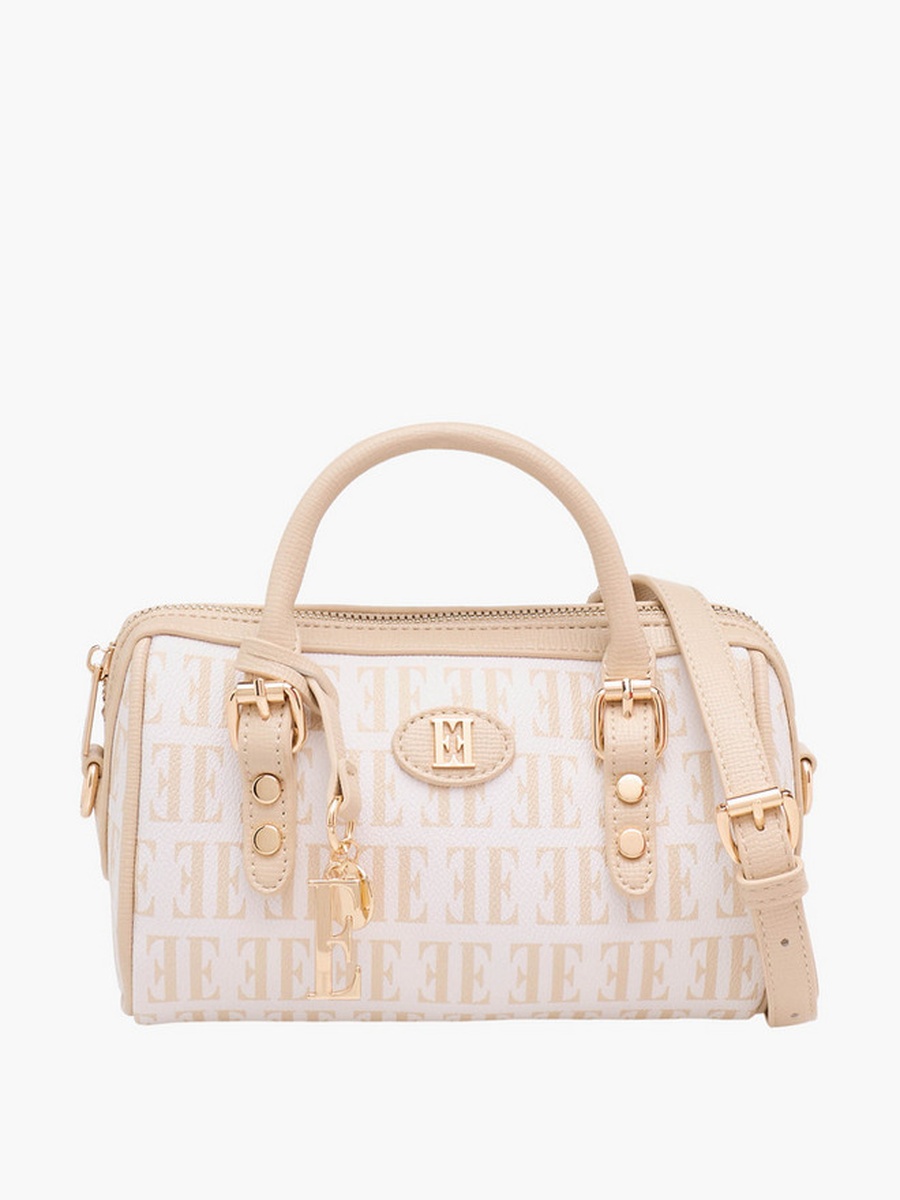 Monogram Print Tote Bag with Detachable Strap