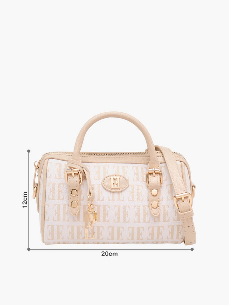 Monogram Print Tote Bag with Detachable Strap
