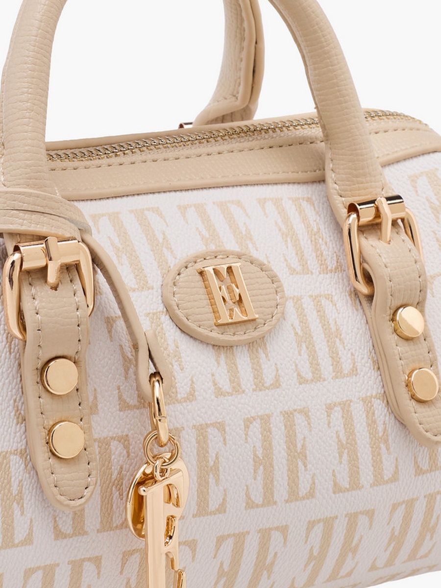 Monogram Print Tote Bag with Detachable Strap