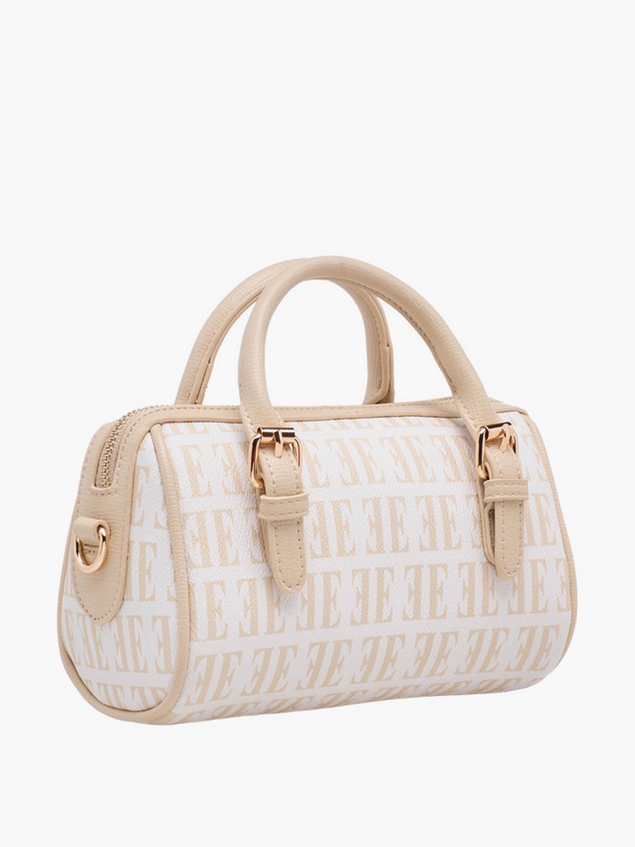Monogram Print Tote Bag with Detachable Strap