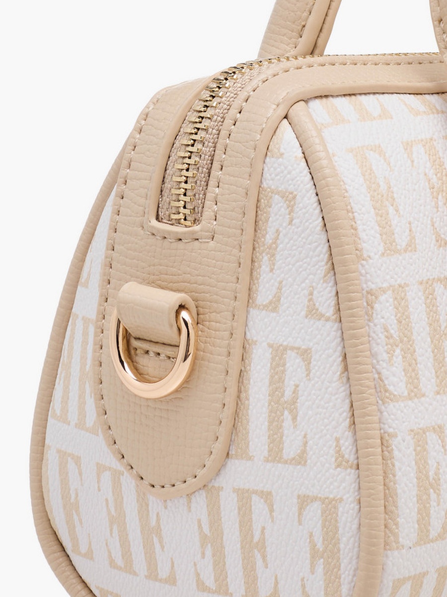 Monogram Print Tote Bag with Detachable Strap