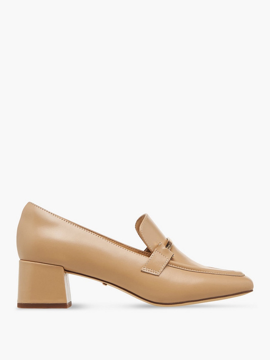 Women Block Heel Leather Loafers