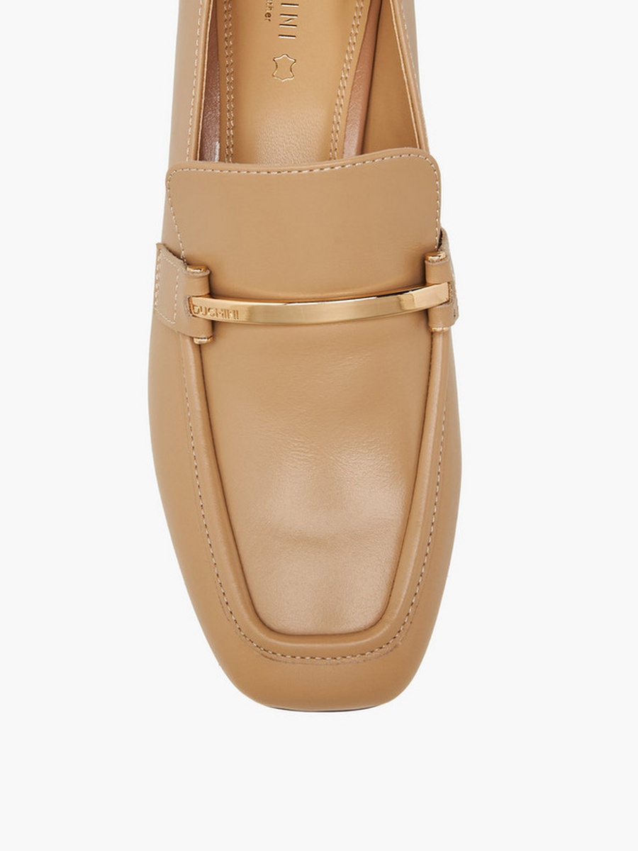 Women Block Heel Leather Loafers