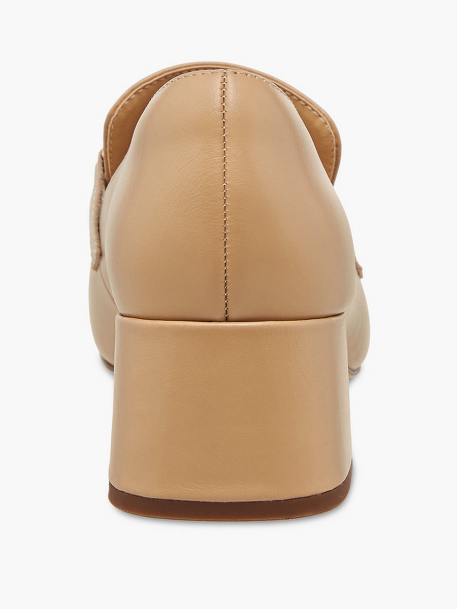 Women Block Heel Leather Loafers