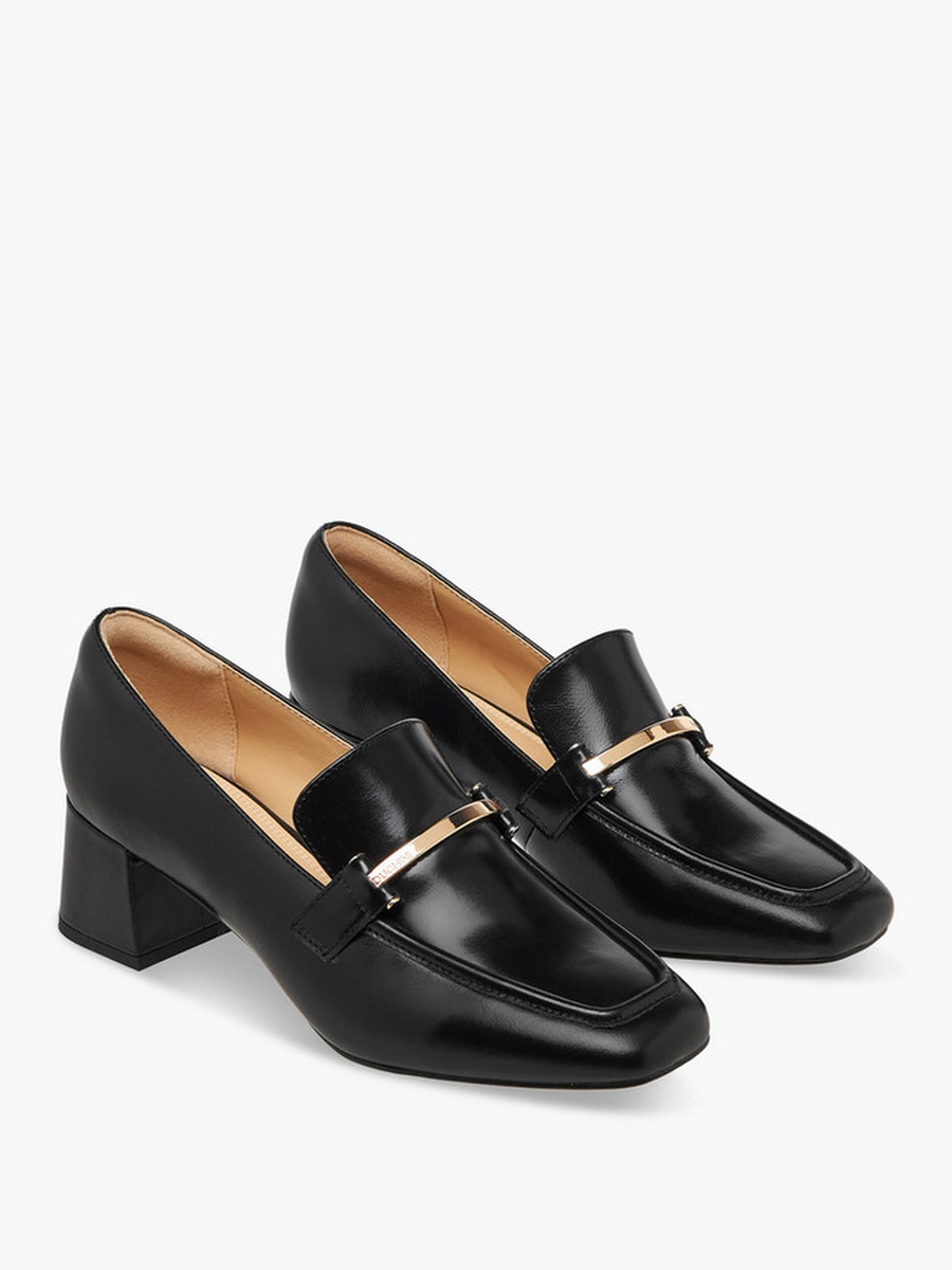 Women Block Heel Leather Loafers