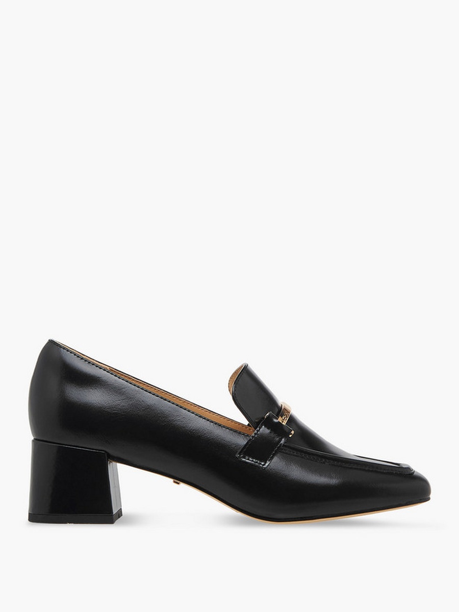 Women Block Heel Leather Loafers