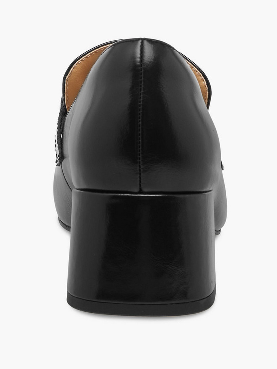 Women Block Heel Leather Loafers