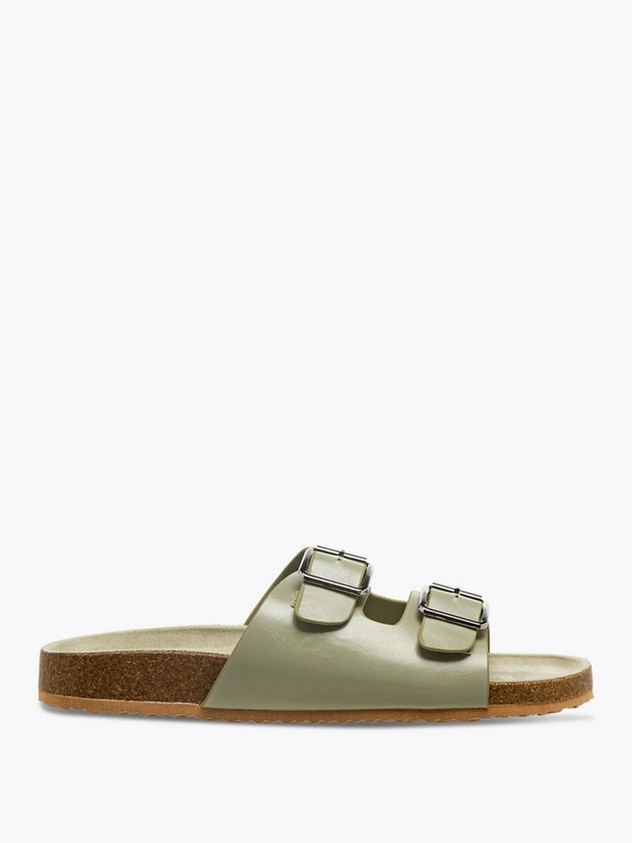 Women Buckle Detail Slide Sandals