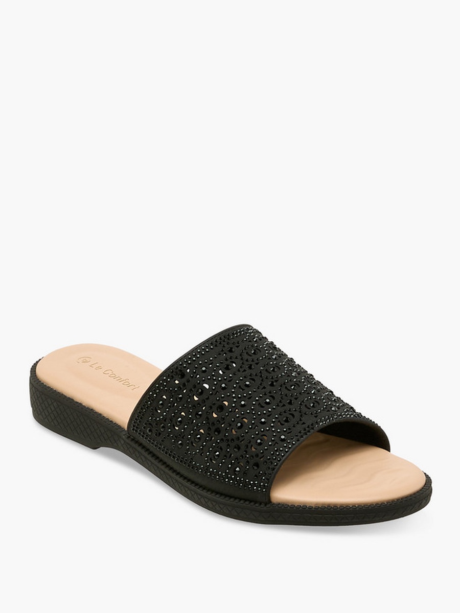 Women Perforated Embellished Slip-On Sandals 