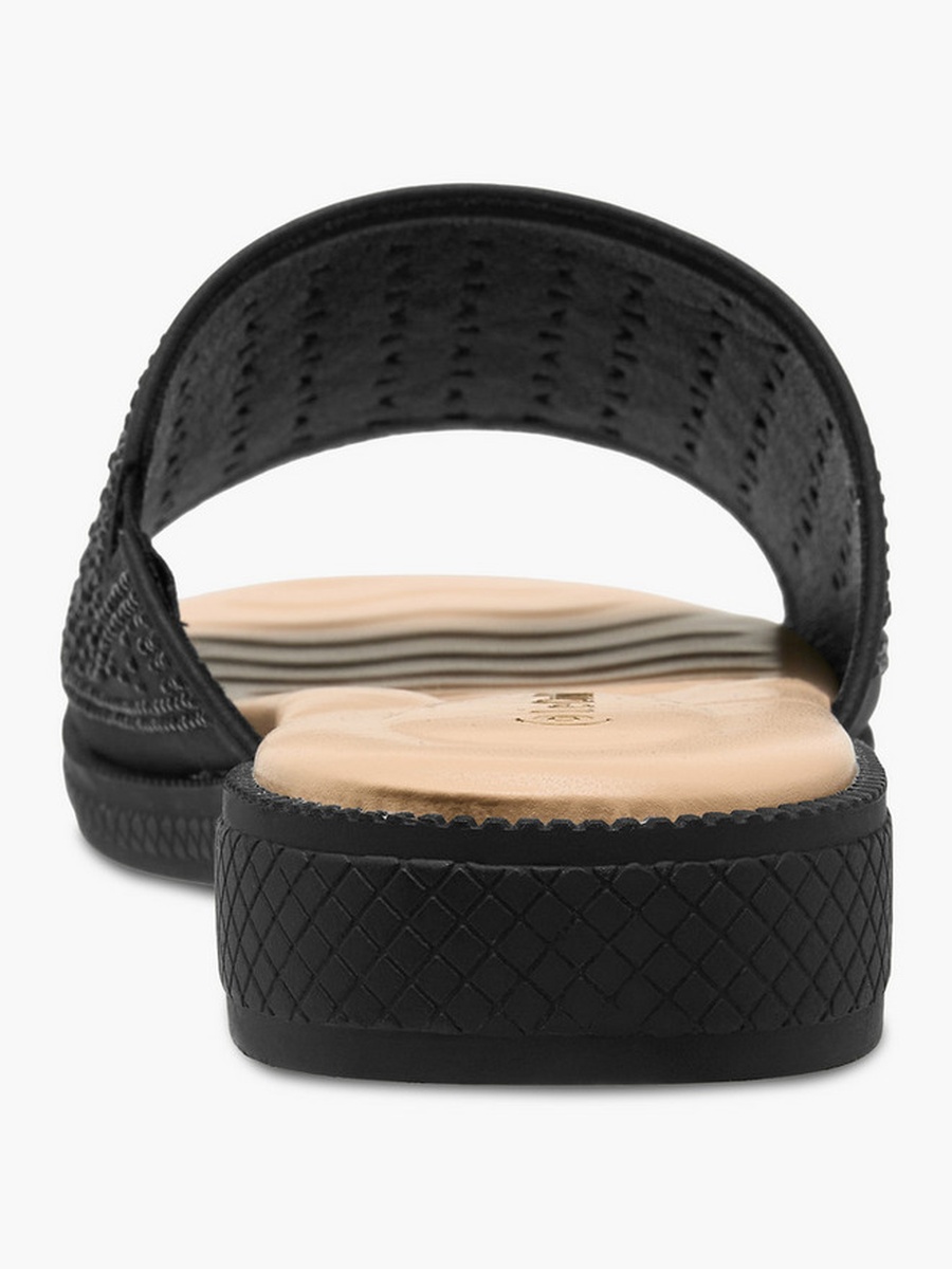 Women Perforated Embellished Slip-On Sandals 